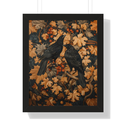 Framed Paper Print - Autumn Rooks in Golden Leaves