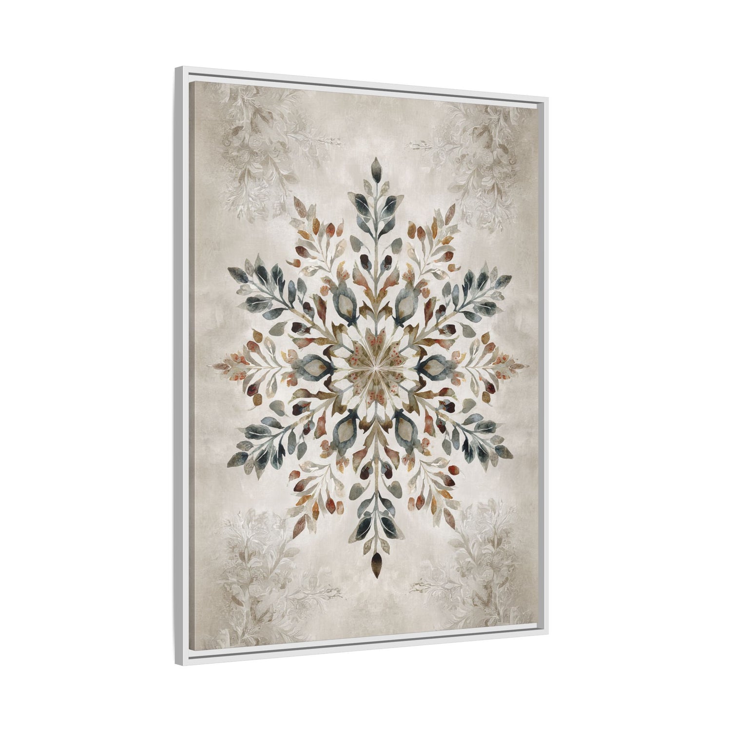 Framed Canvas - Nordic Botanical Snowflake