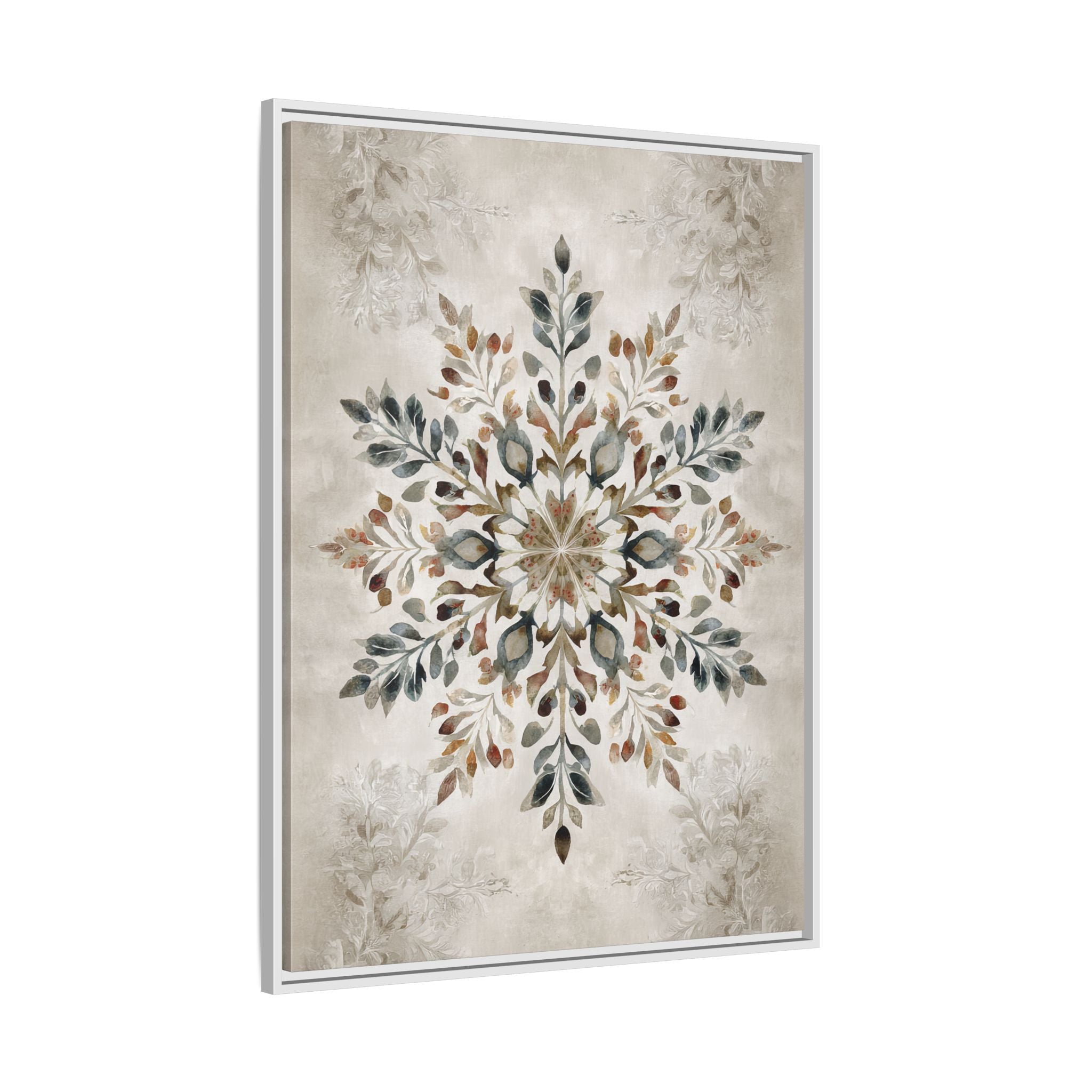 Framed Canvas - Nordic Botanical Snowflake