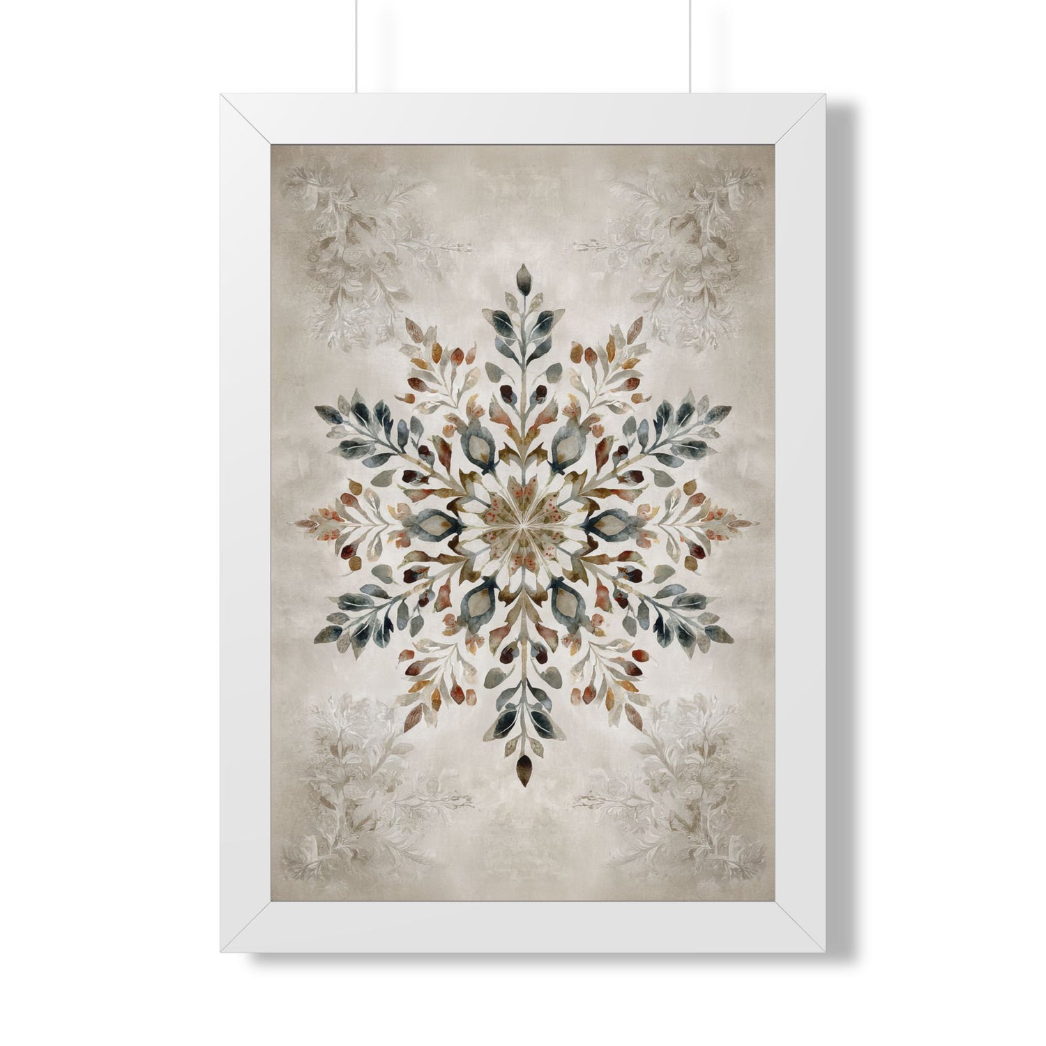 Framed Paper Print - Nordic Botanical Snowflake