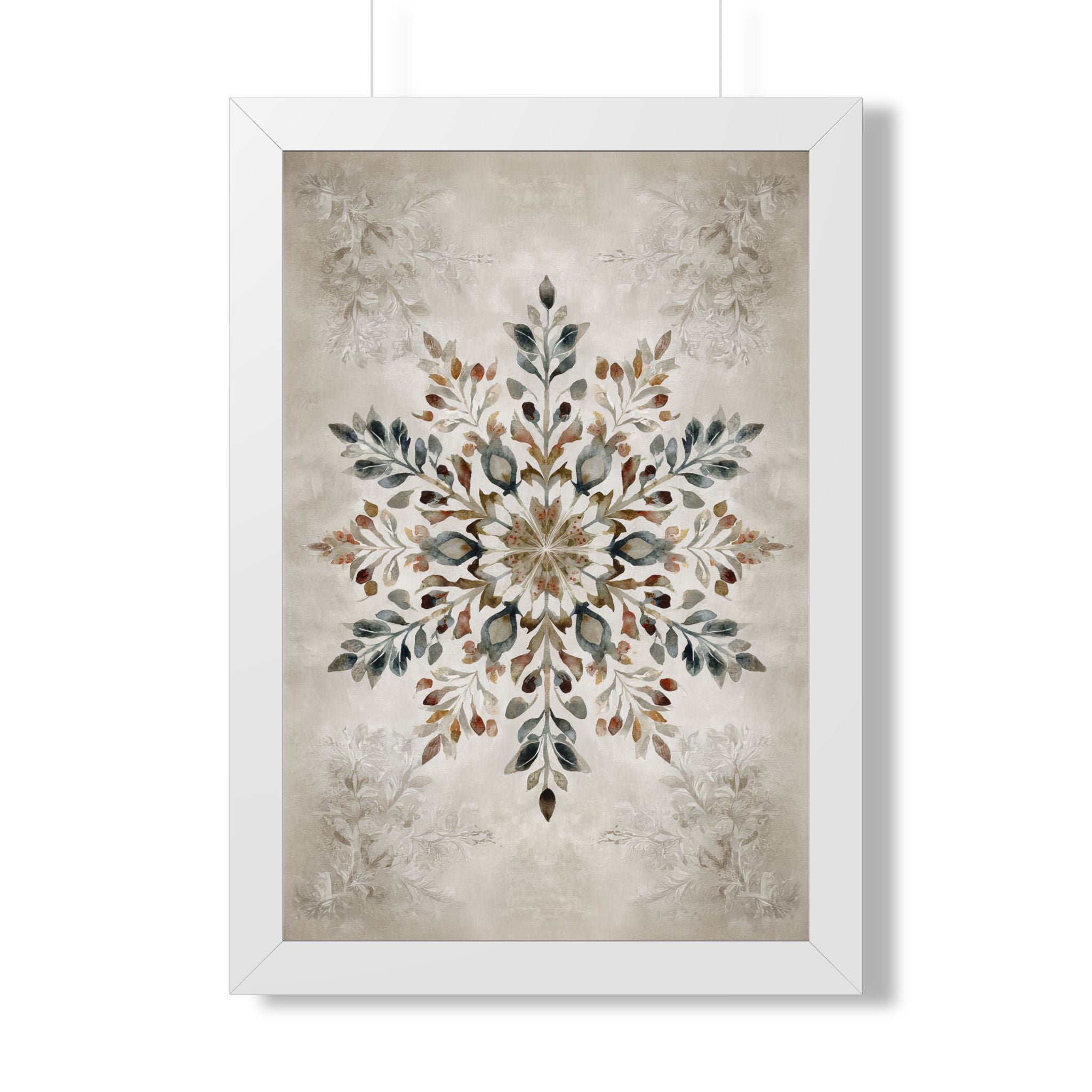 Framed Paper Print - Nordic Botanical Snowflake