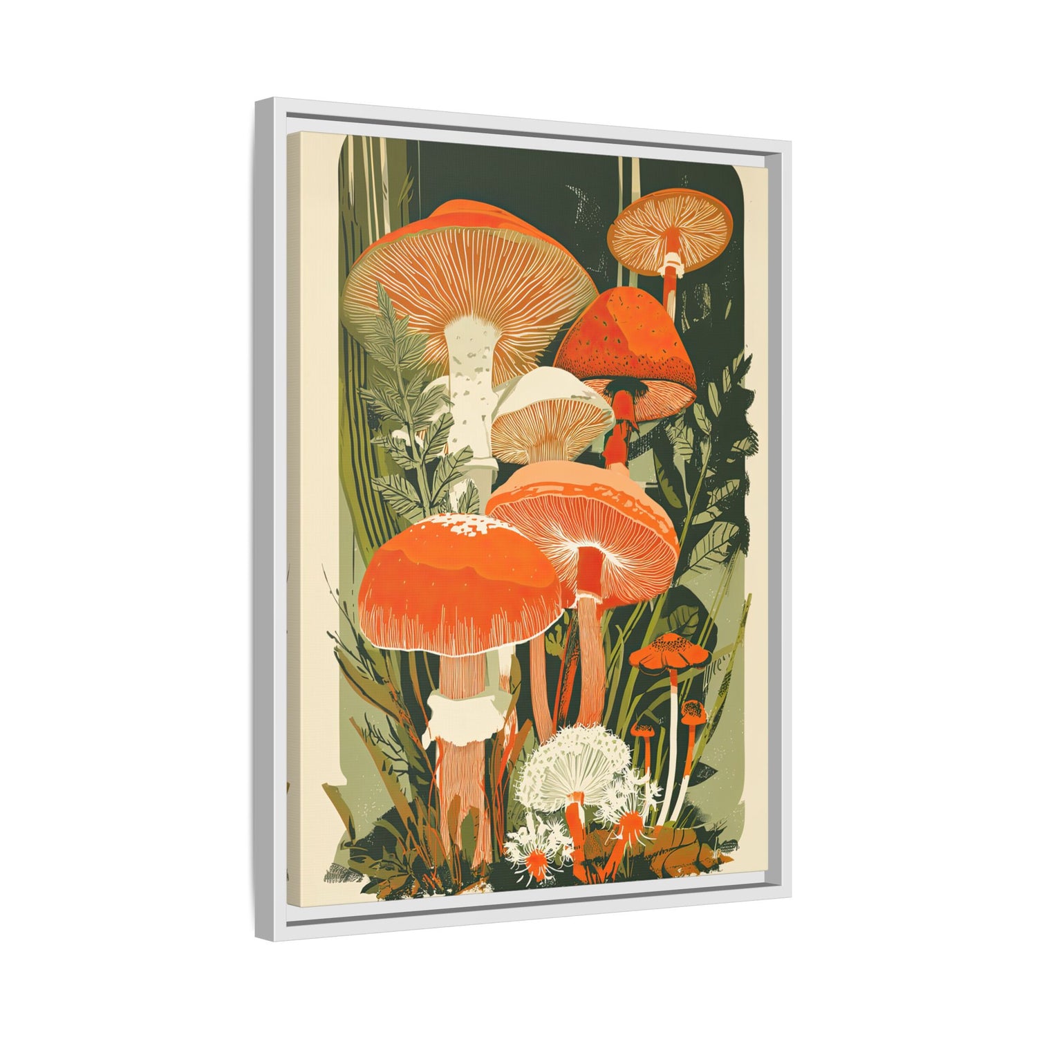 Framed Canvas - Groovy Woodland Mushrooms