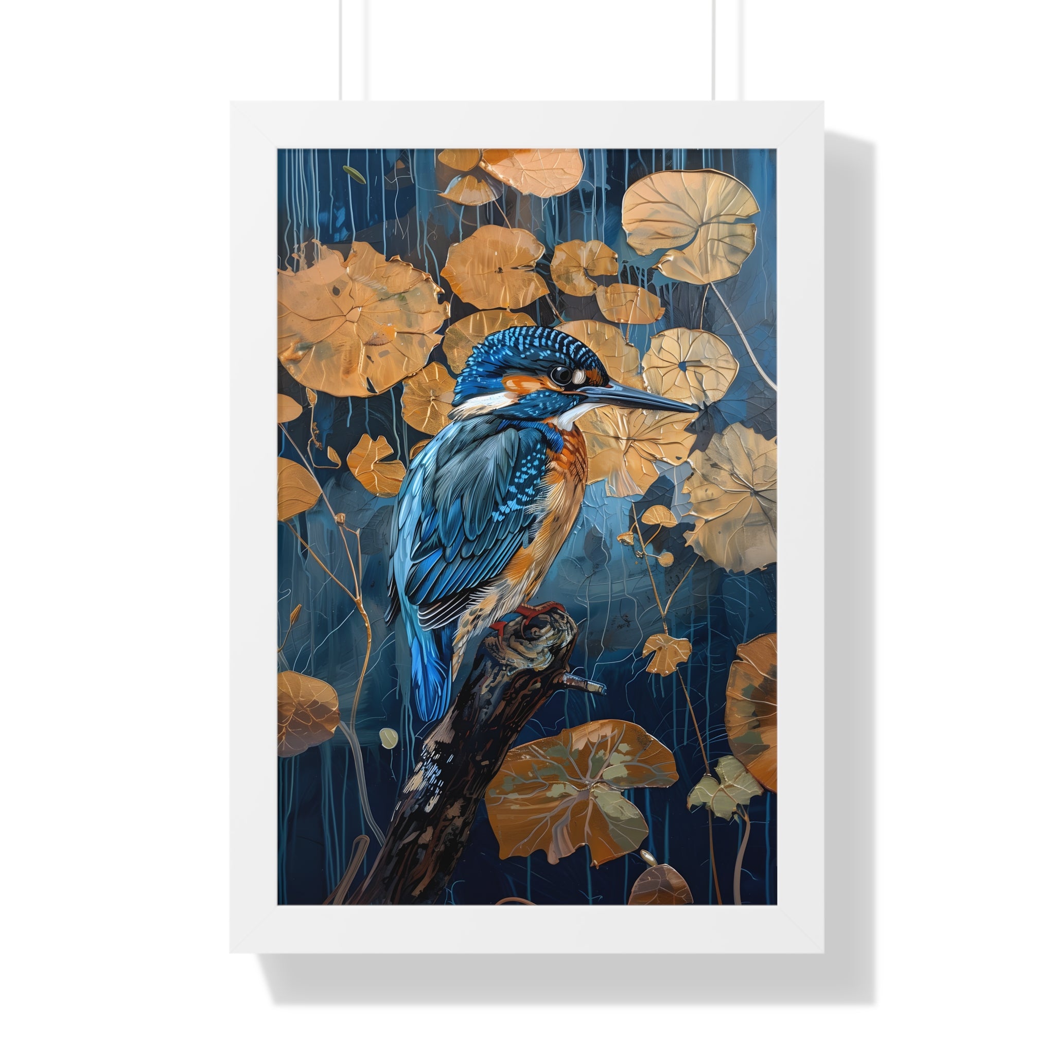 Framed Paper Print - Golden Leaves Kingfisher