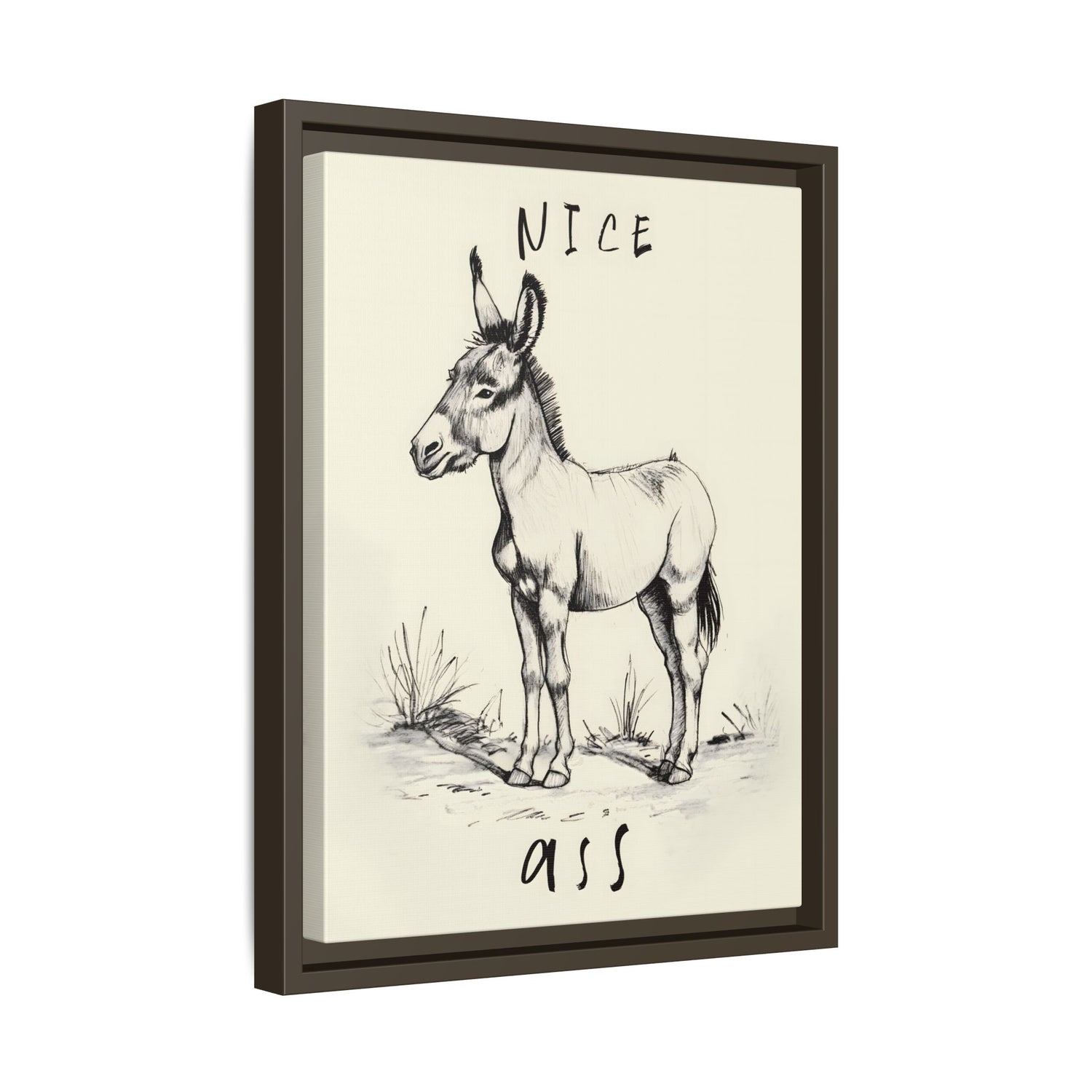 Framed Canvas - Donkey Line Art Humor