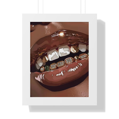 Framed Paper Print - Golden Grill Smile