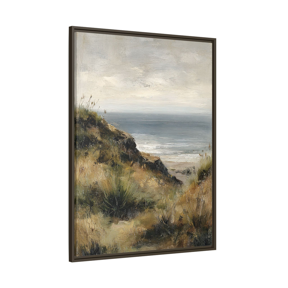Framed Canvas - Misty Coastal Seascape