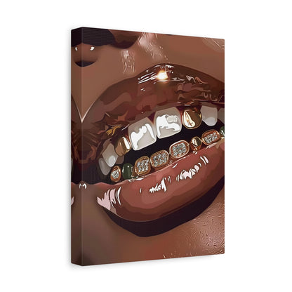 1.25" Matte Canvas - Golden Grill Smile