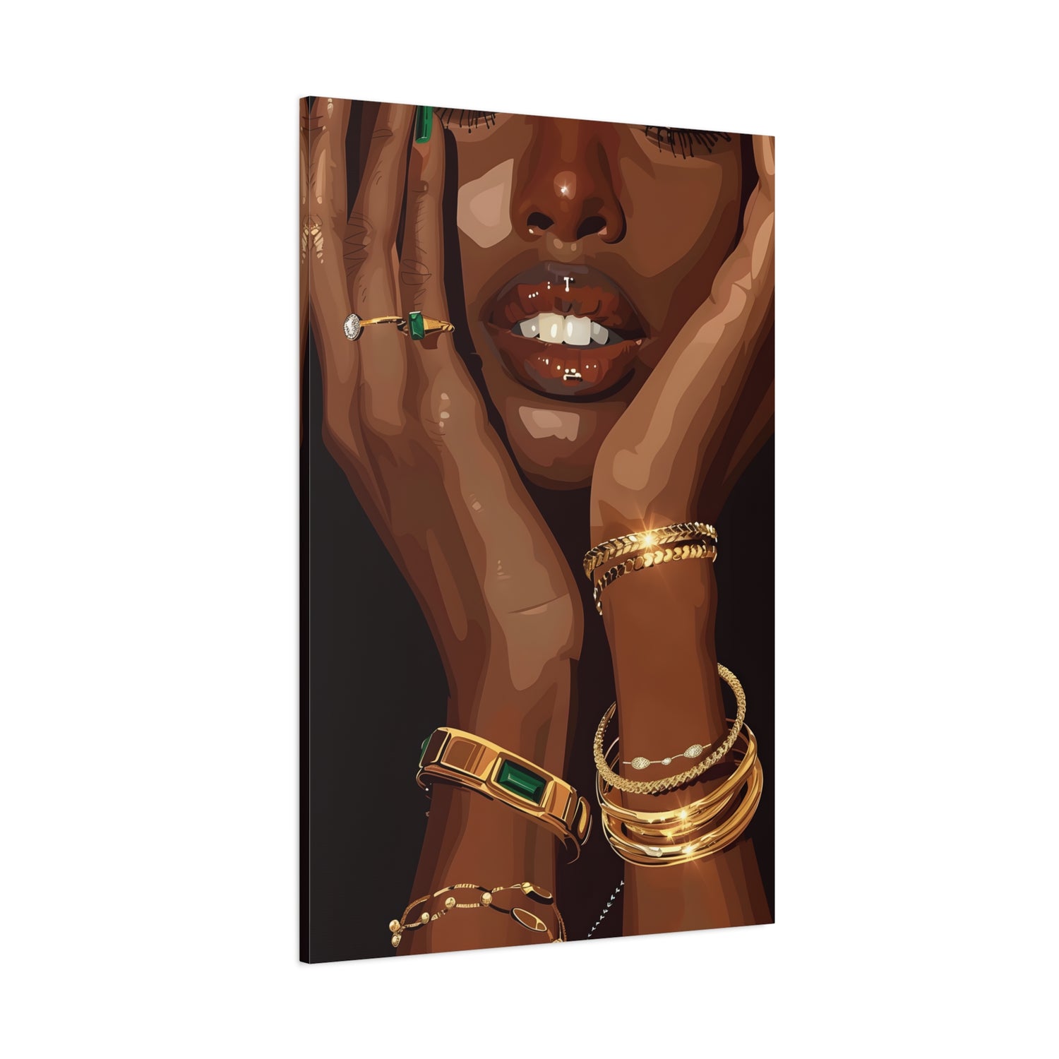 1.25" Matte Canvas - Golden Emerald Beauty Portrait