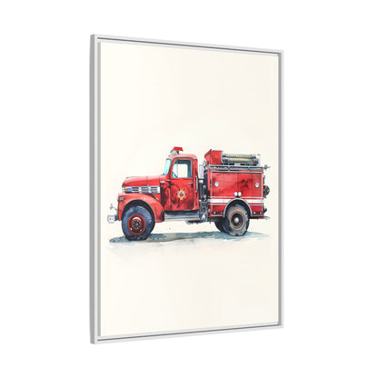 Framed Canvas - Vintage Firetruck Nursery