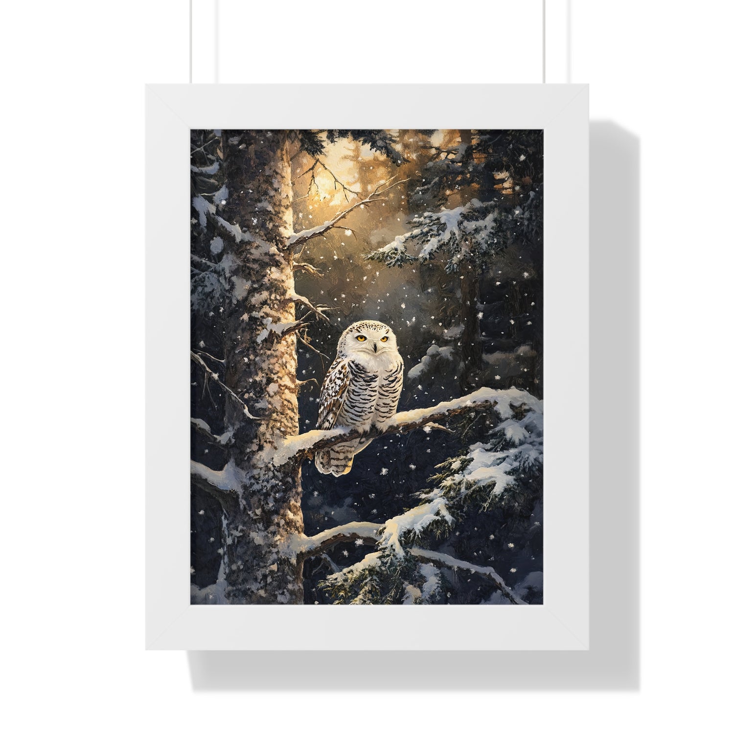 Framed Paper Print - Silent Gaze Snow Owl
