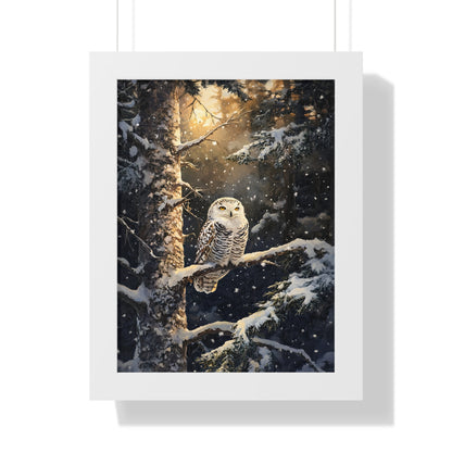 Framed Paper Print - Silent Gaze Snow Owl
