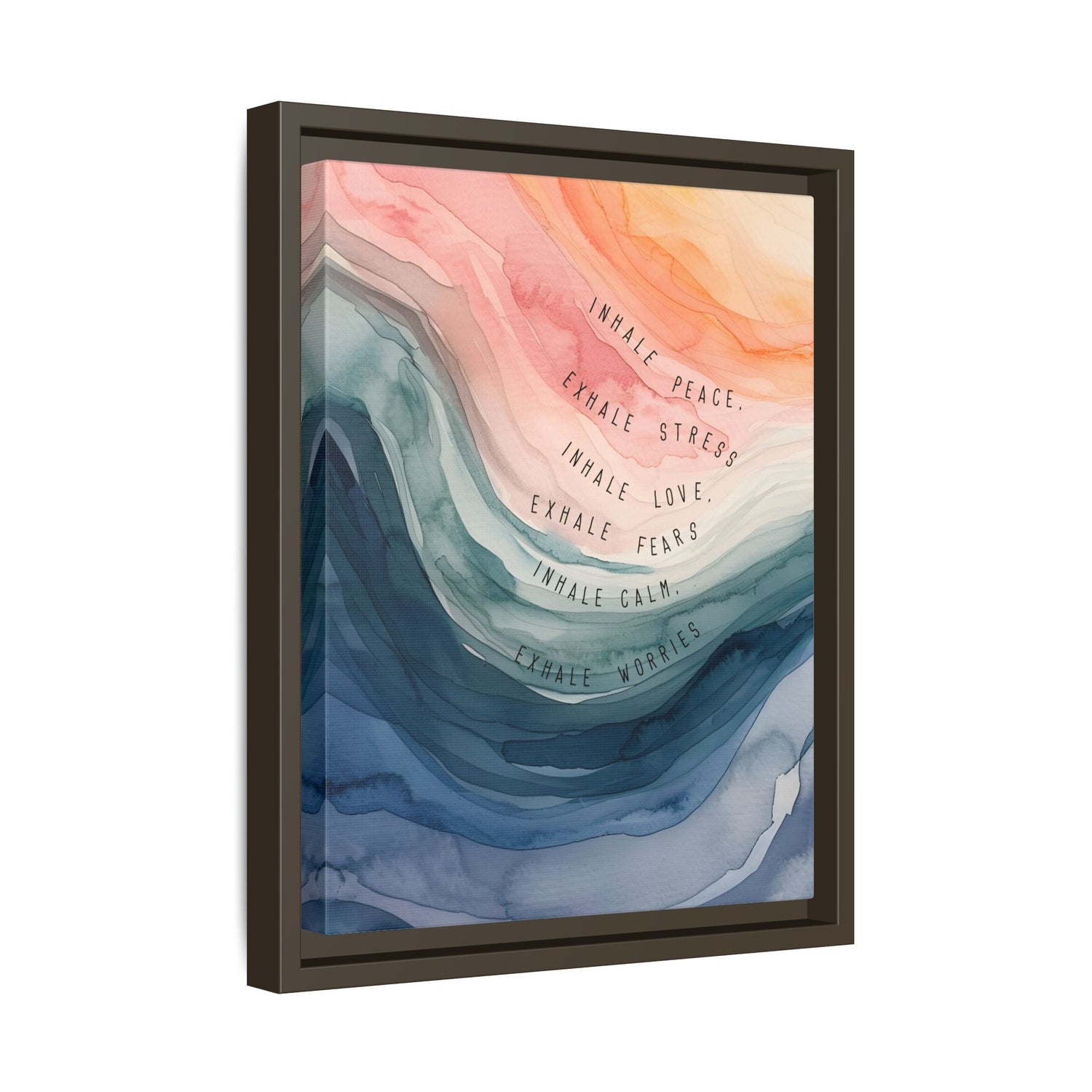 Framed Canvas - Inhale Exhale Watercolor Calm