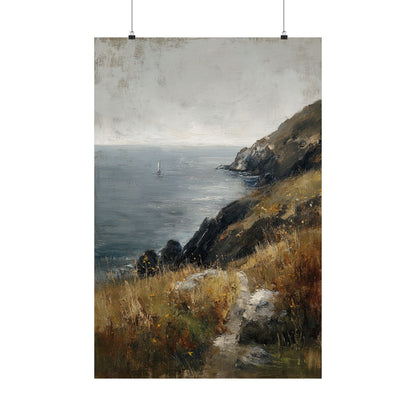 Cliffside Sailboat Seascape