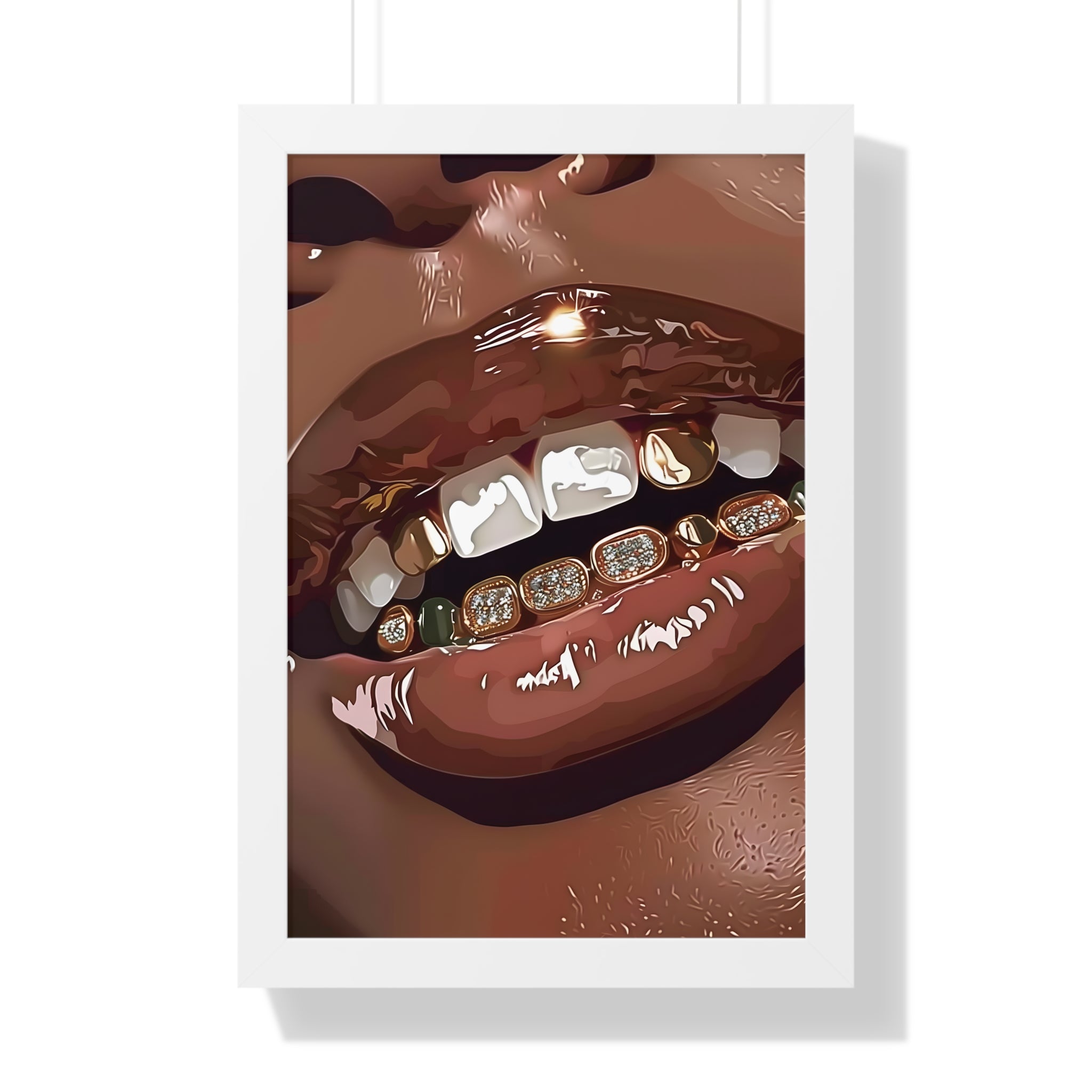 Framed Paper Print - Golden Grill Smile