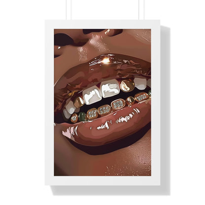 Framed Paper Print - Golden Grill Smile