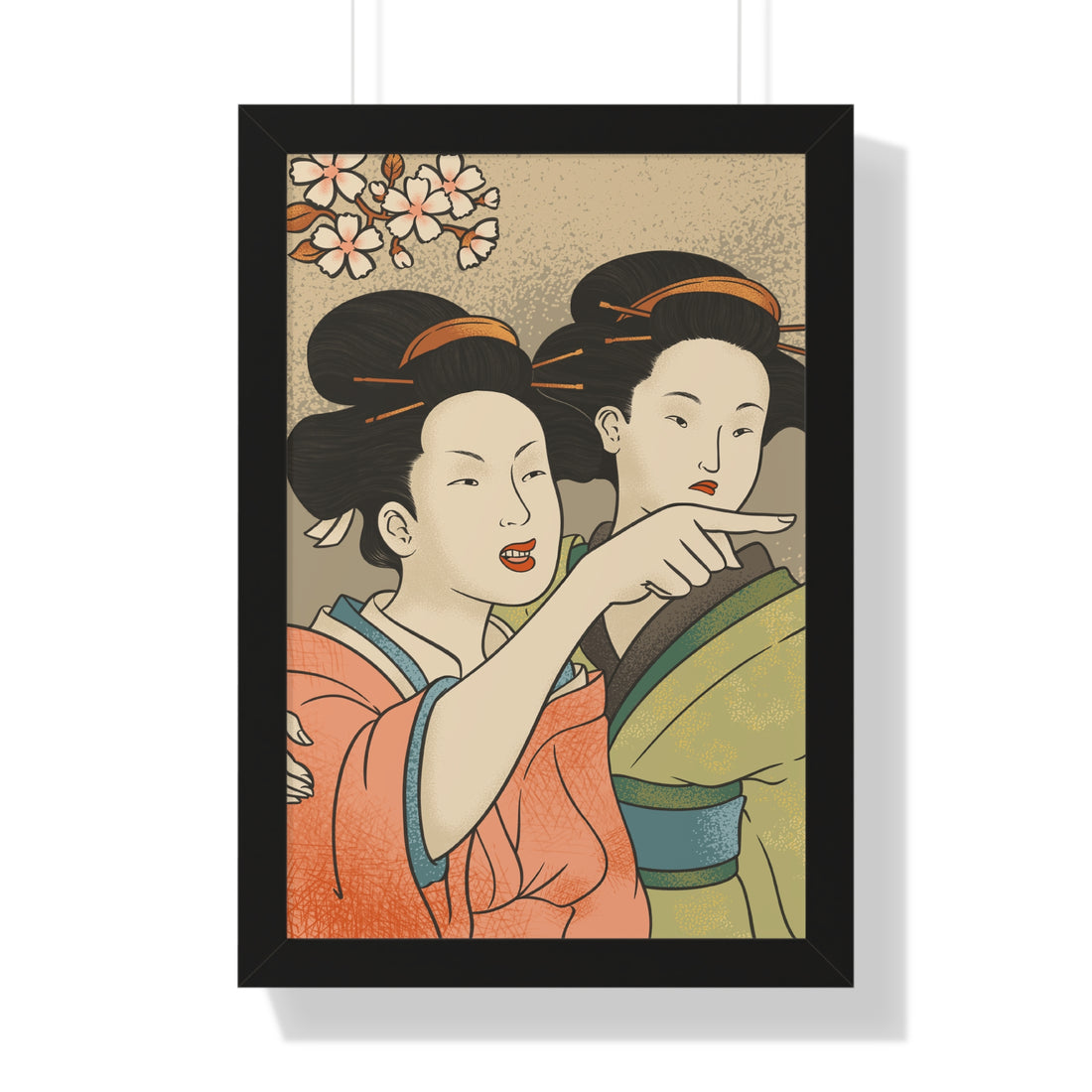 Framed Paper Print - Japanese Woman Yells at Cat