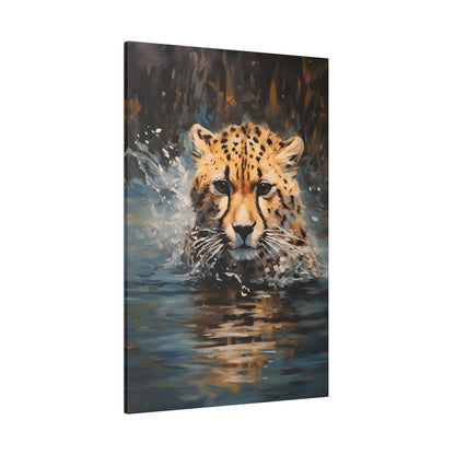 .75&quot; Matte Canvas - Aqua Sprinting Cheetah