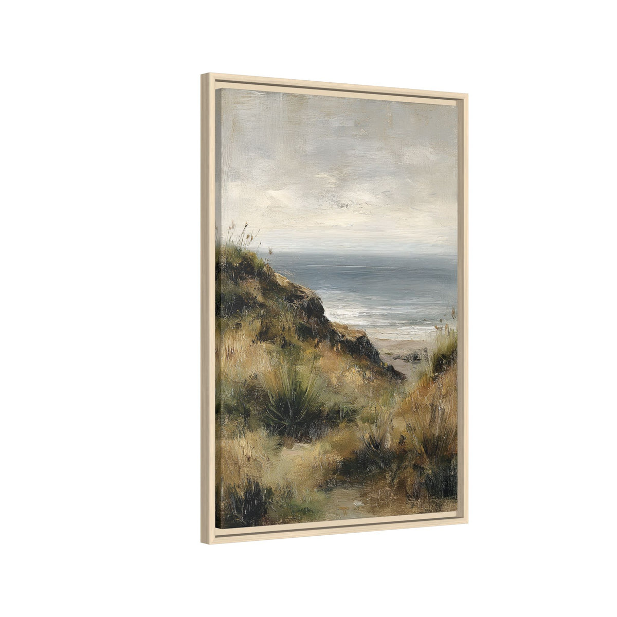 Framed Canvas - Misty Coastal Seascape