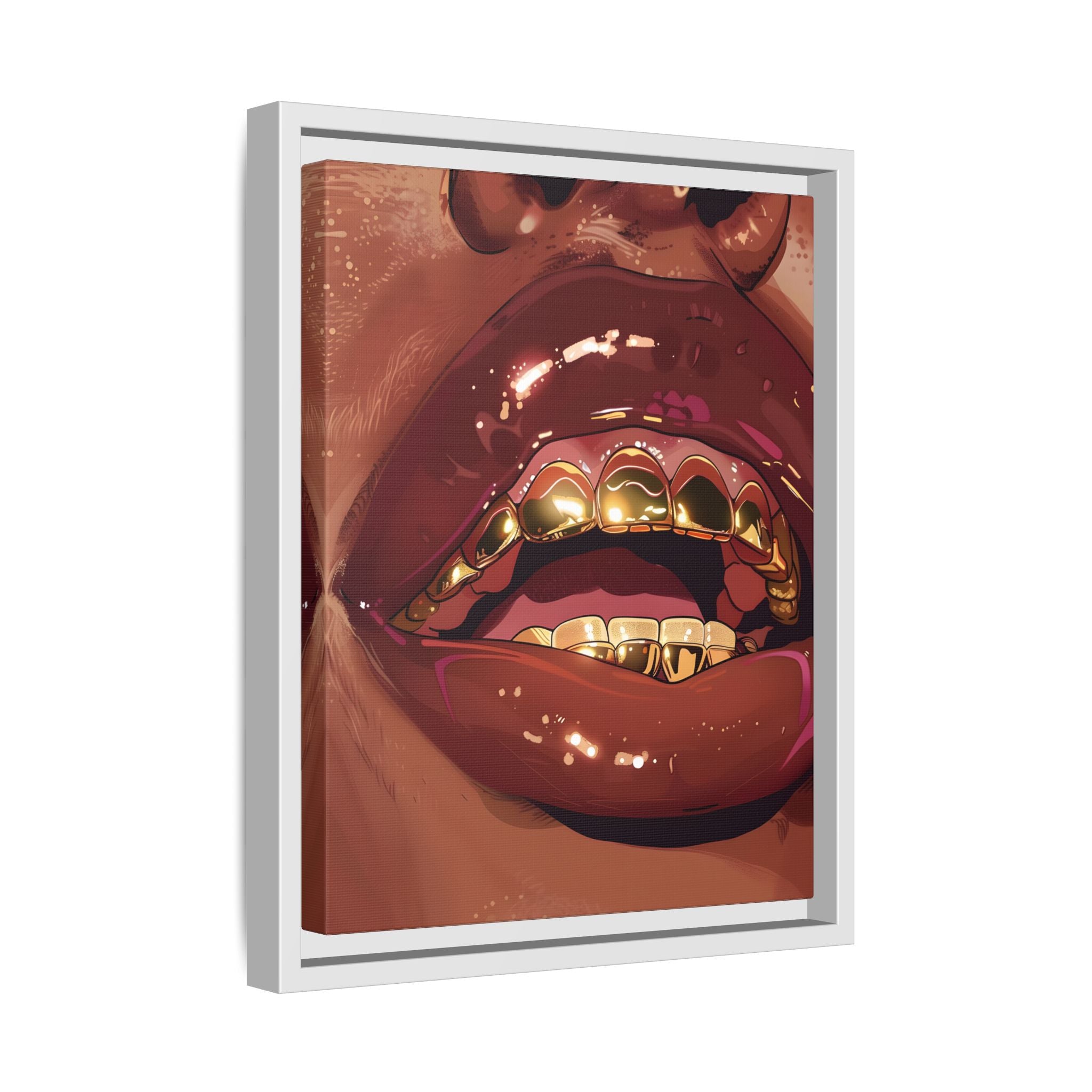 Framed Canvas - Gold Grills Glam Closeup