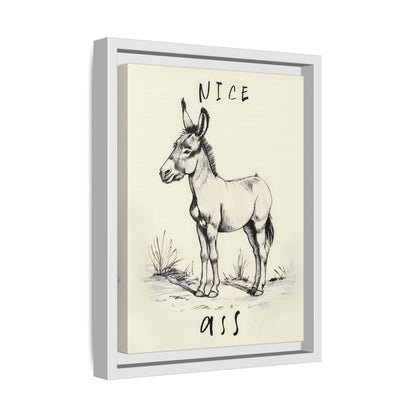 Framed Canvas - Donkey Line Art Humor