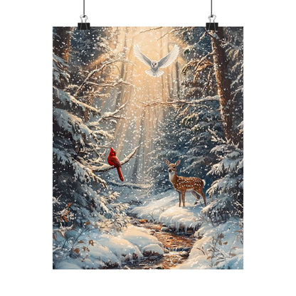 Winter Cardinal Deer Owl
