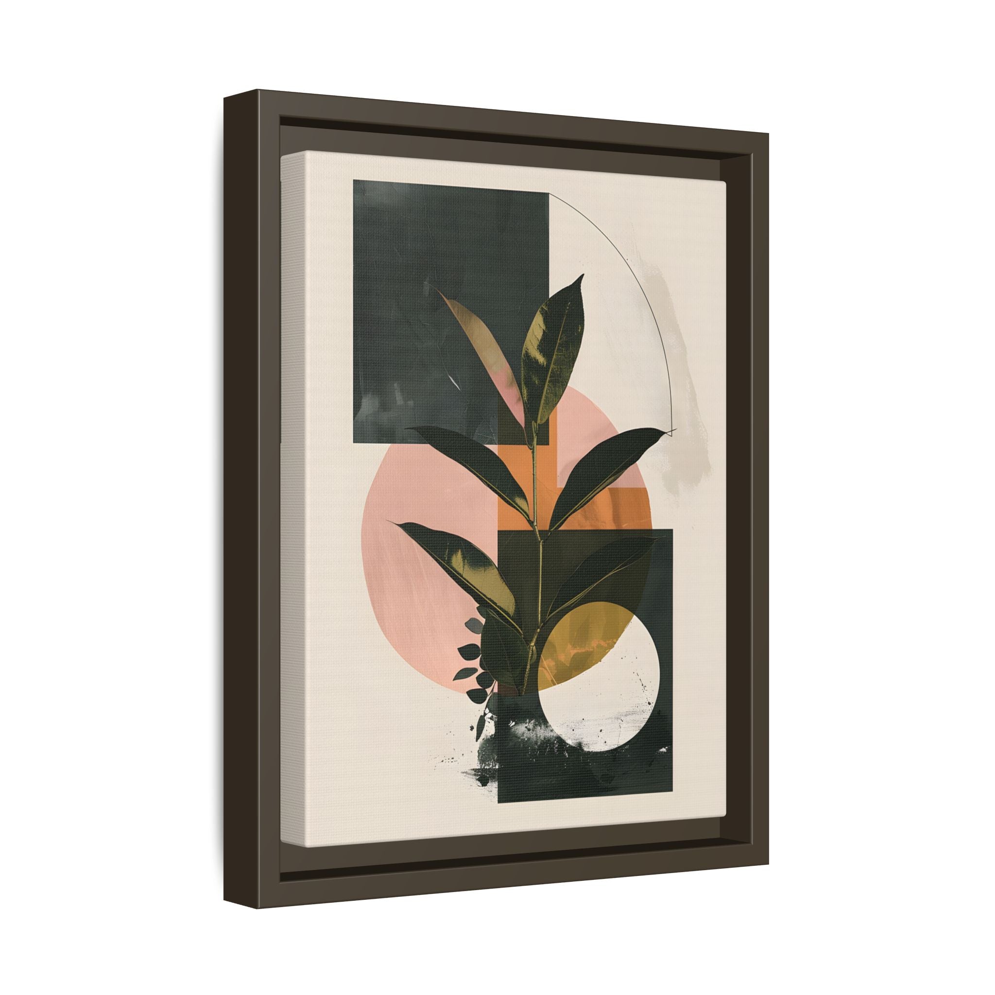 Framed Canvas - Blush Geometry Leafscape