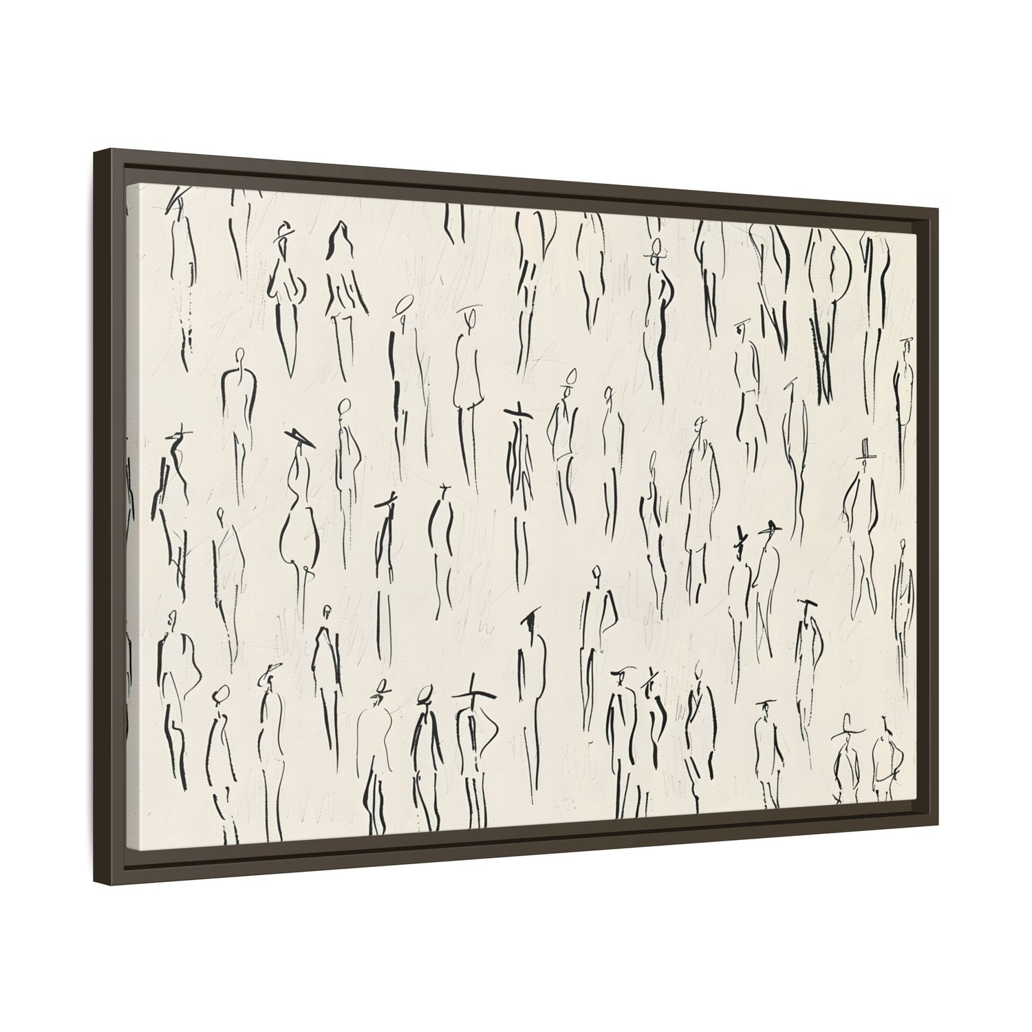 Framed Canvas - Crowd in Motion Linework
