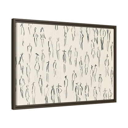 Framed Canvas - Crowd in Motion Linework