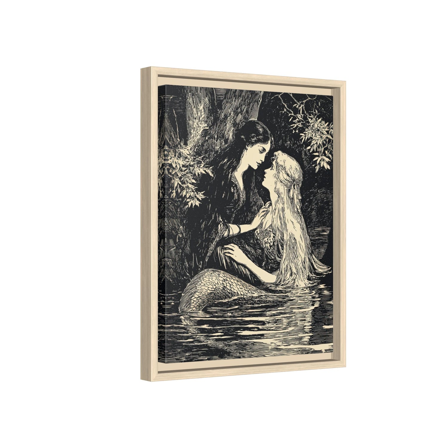 Framed Canvas - Mermaid Fairy Midnight Kiss