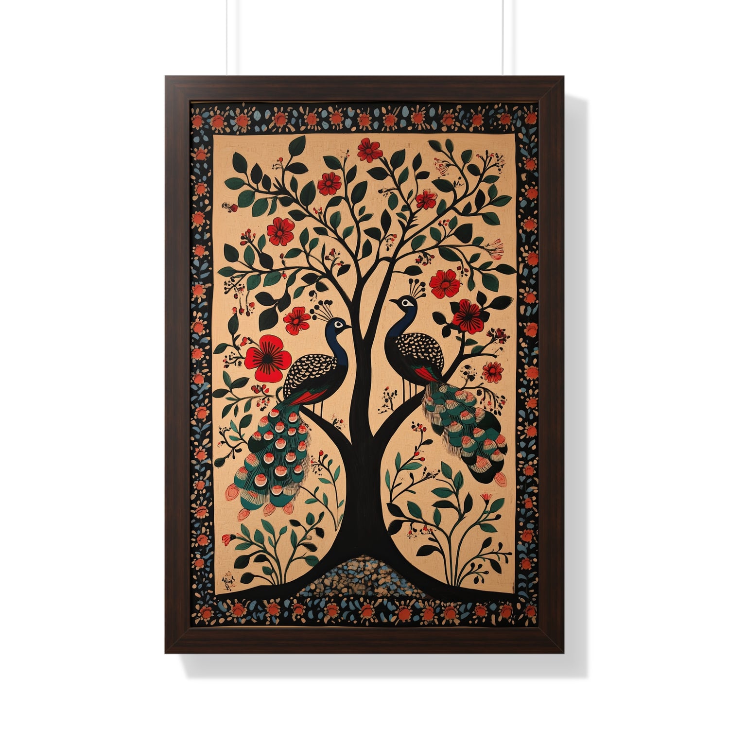 Framed Paper Print - Lovers Under Blooming Canopy