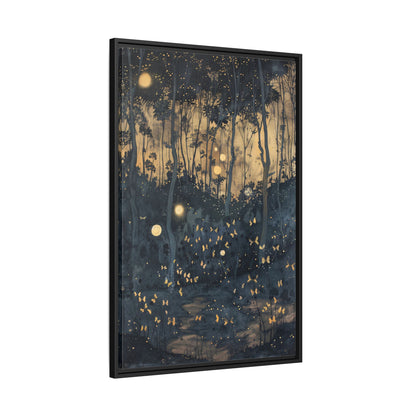 Framed Canvas - Golden Firefly Nightscape