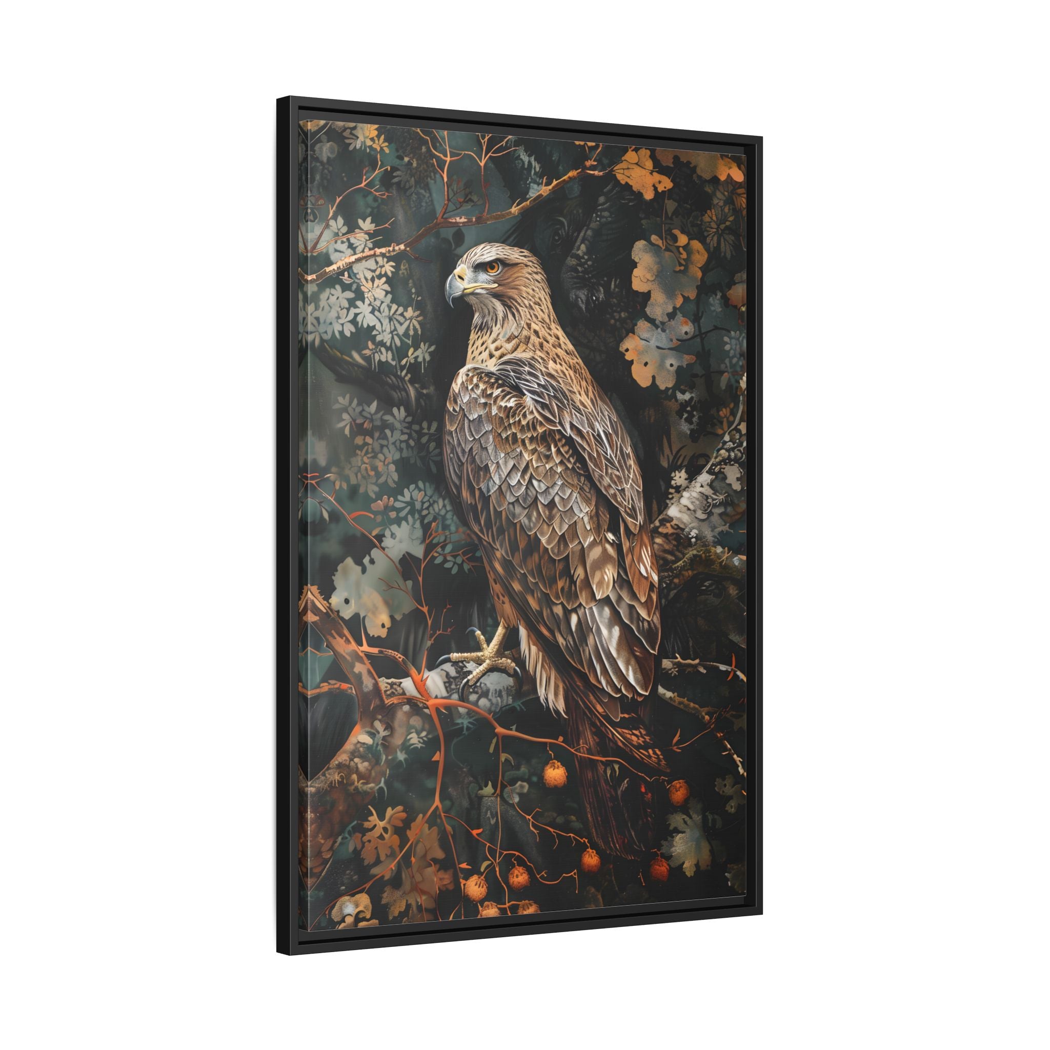 Framed Canvas - Majestic Hawk in Autumn
