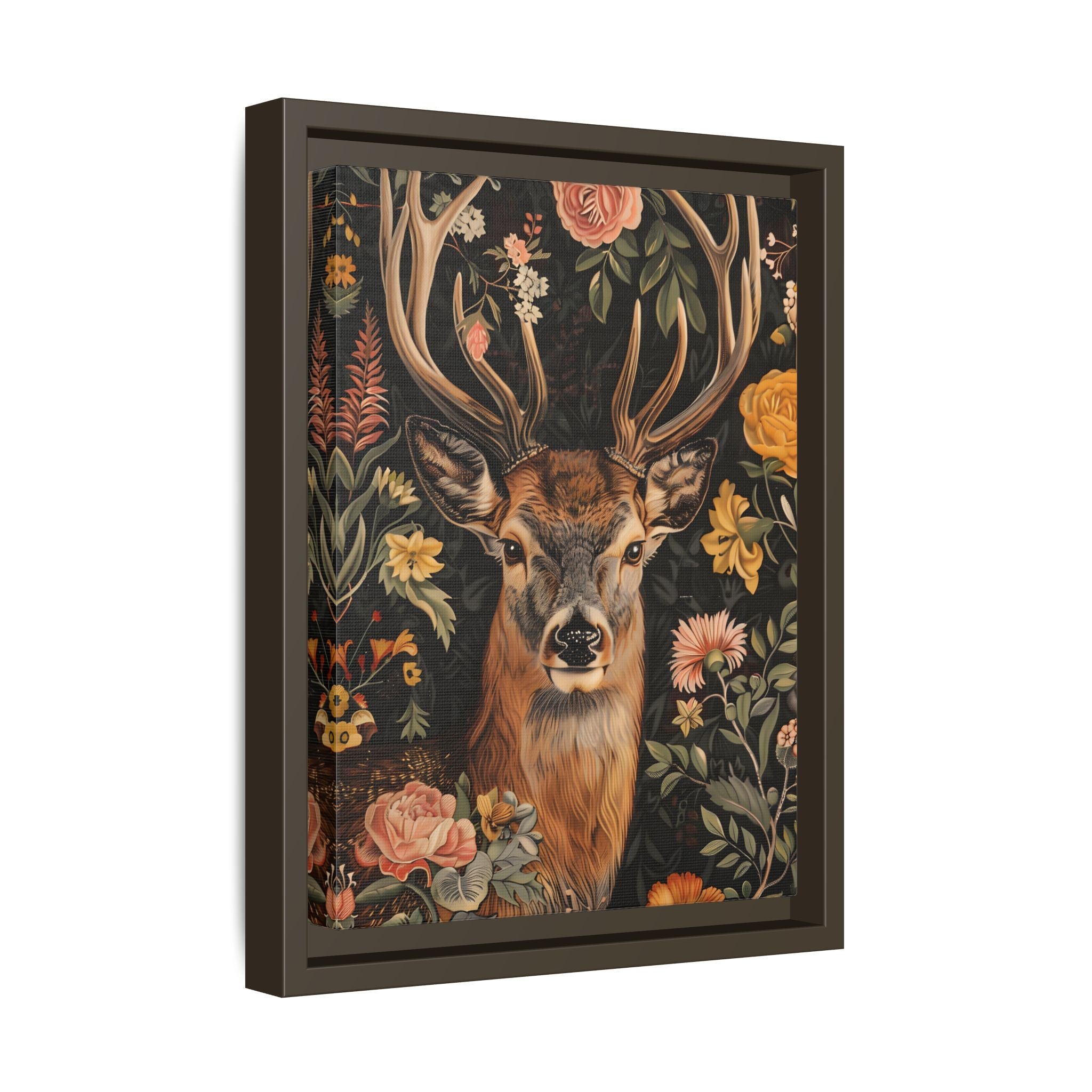 Framed Canvas - Floral Deer Majesty