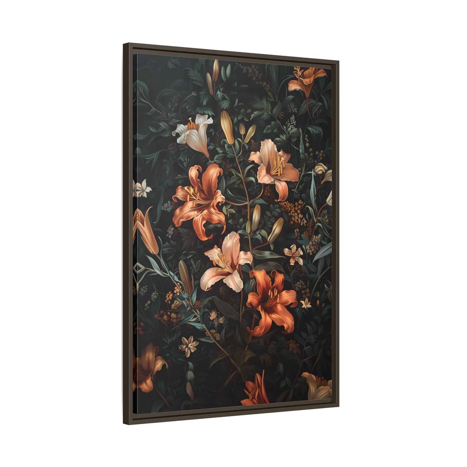 Framed Canvas - Elegant Blooming Lilies
