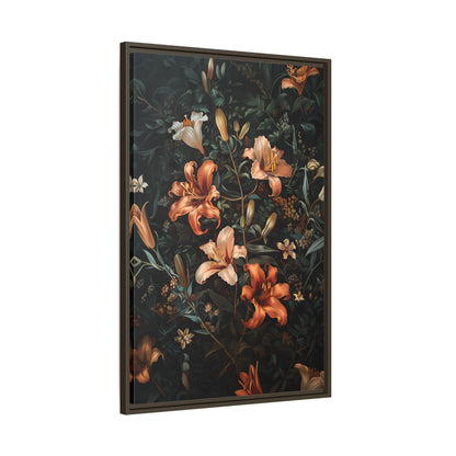 Framed Canvas - Elegant Blooming Lilies
