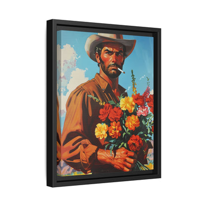 Framed Canvas - Rugged Blooms Cowboy