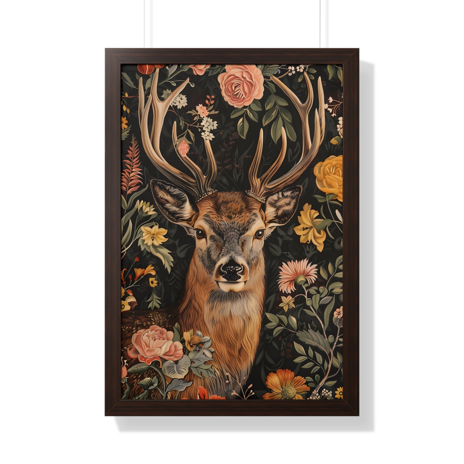 Framed Paper Print - Floral Deer Majesty