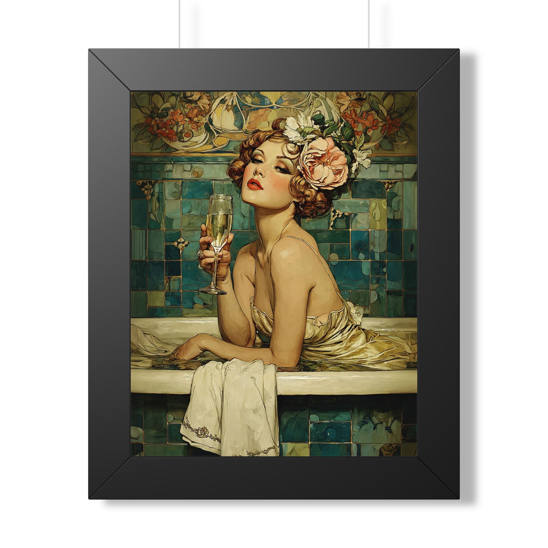 Framed Paper Print - Champagne Bathtub Coquette