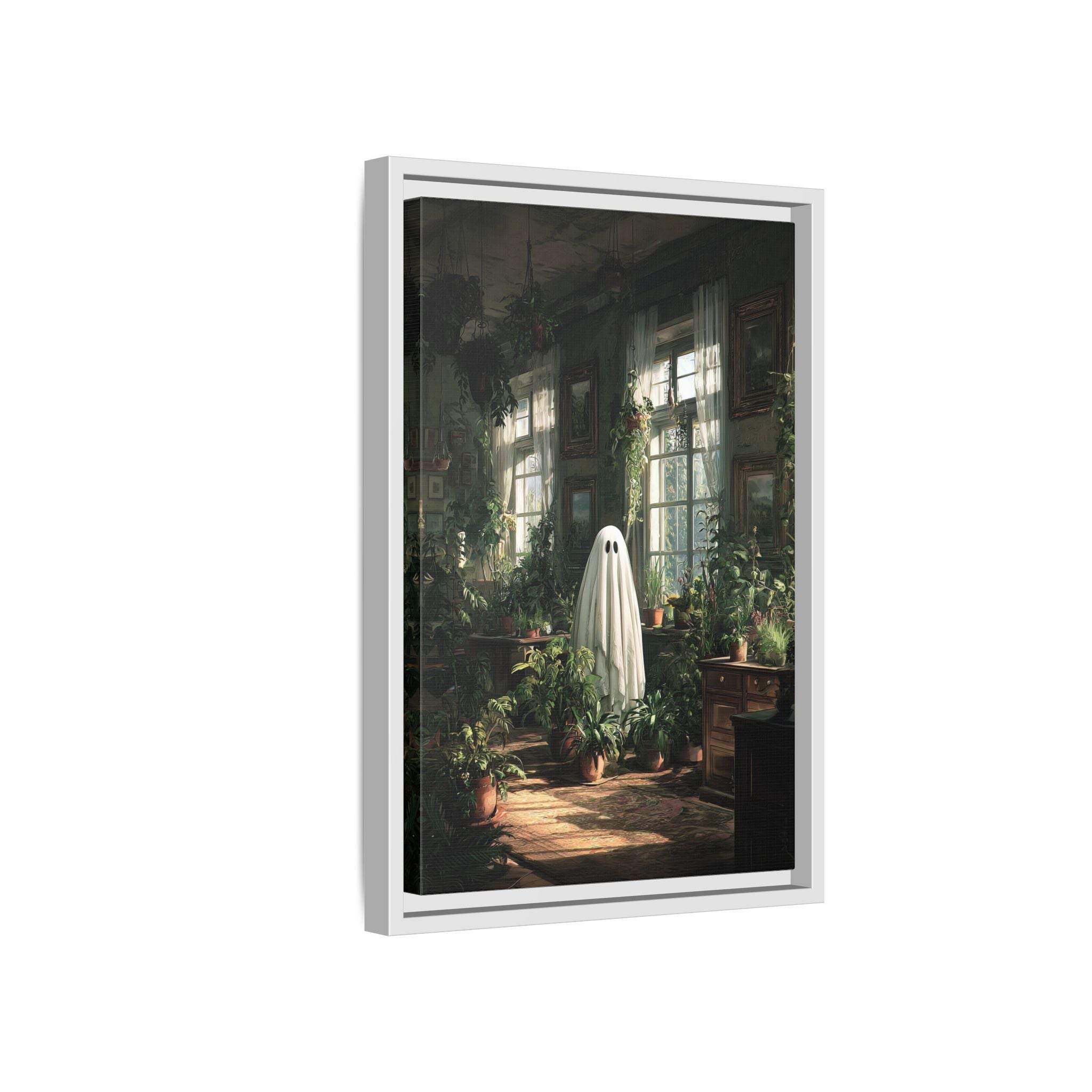 Framed Canvas - Ghost Among Houseplants