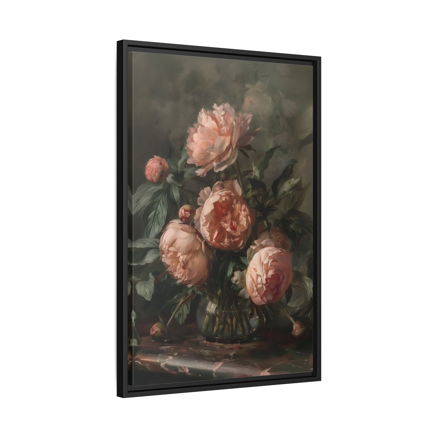 Framed Canvas - Vintage Blush Peony Bouquet