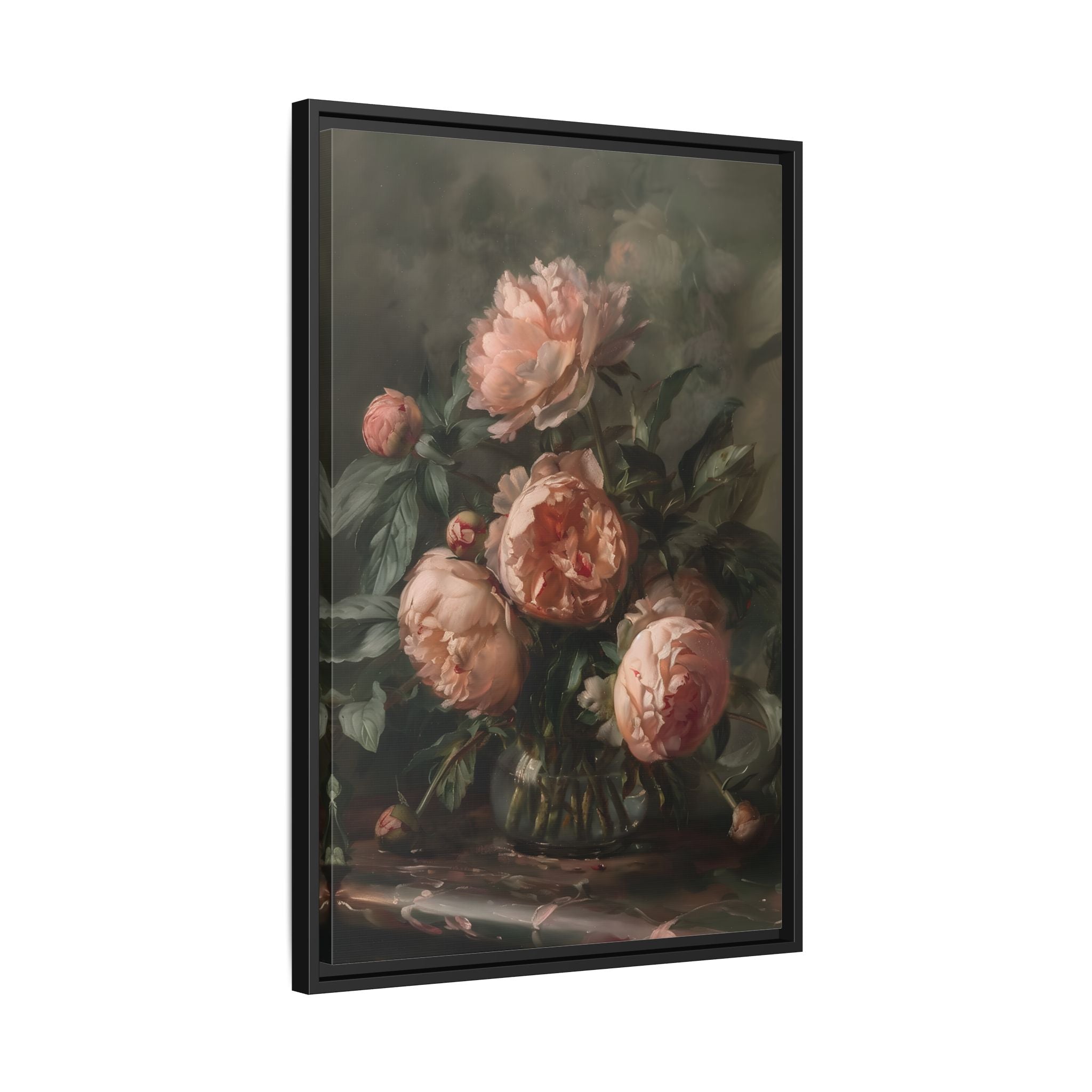 Framed Canvas - Vintage Blush Peony Bouquet