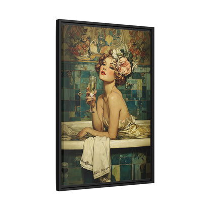 Framed Canvas - Champagne Bathtub Coquette