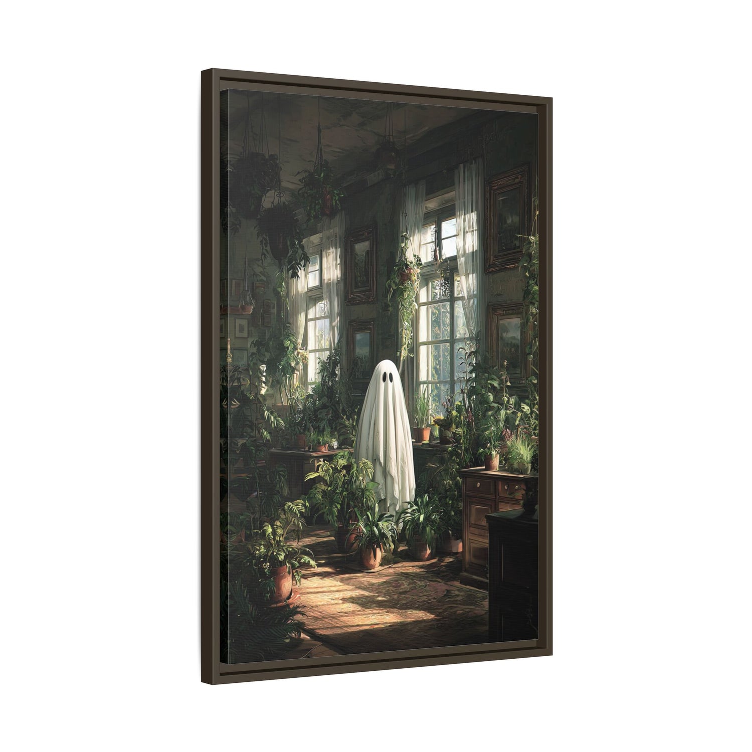 Framed Canvas - Ghost Among Houseplants