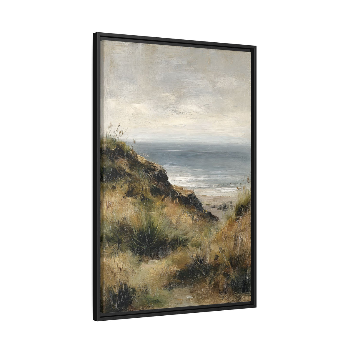 Framed Canvas - Misty Coastal Seascape