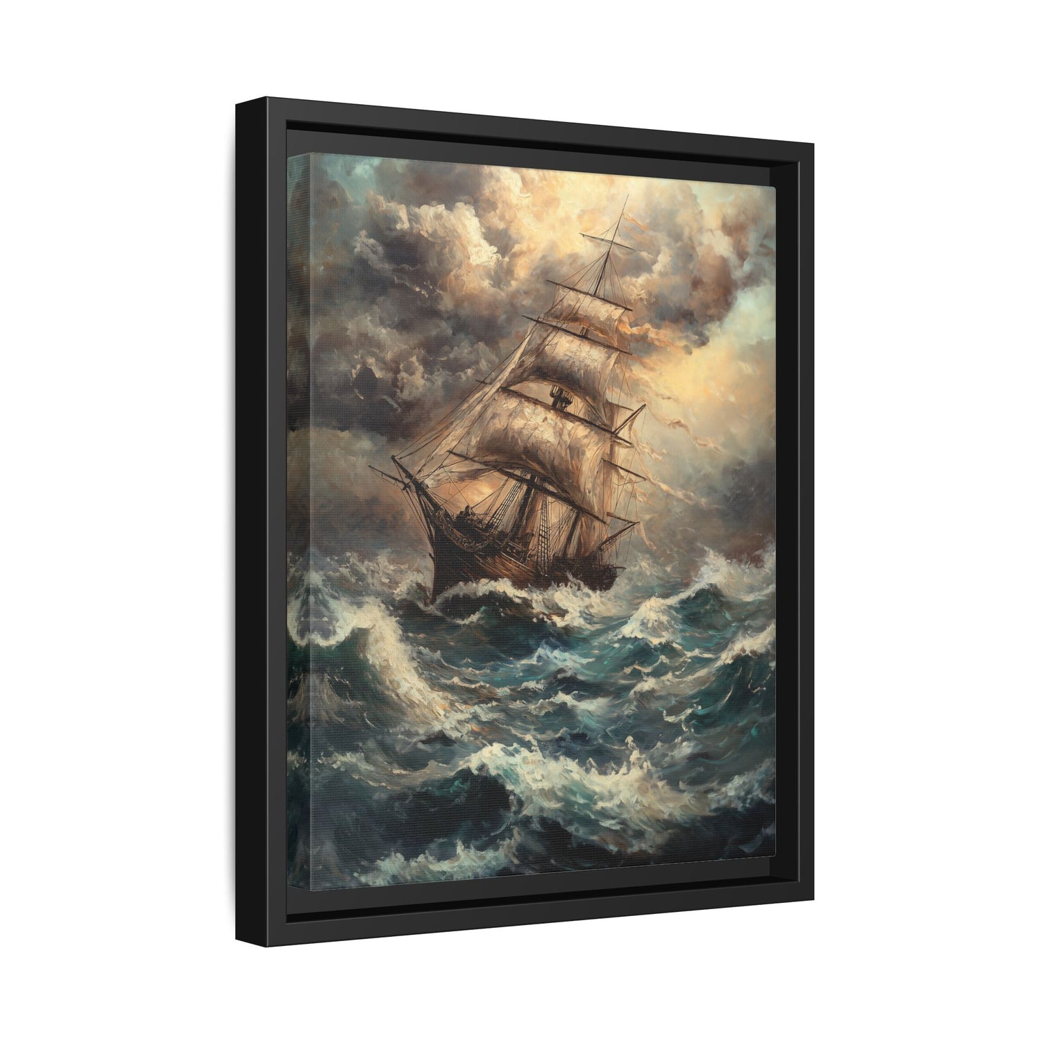Framed Canvas - Stormy Voyage Sailing Ship