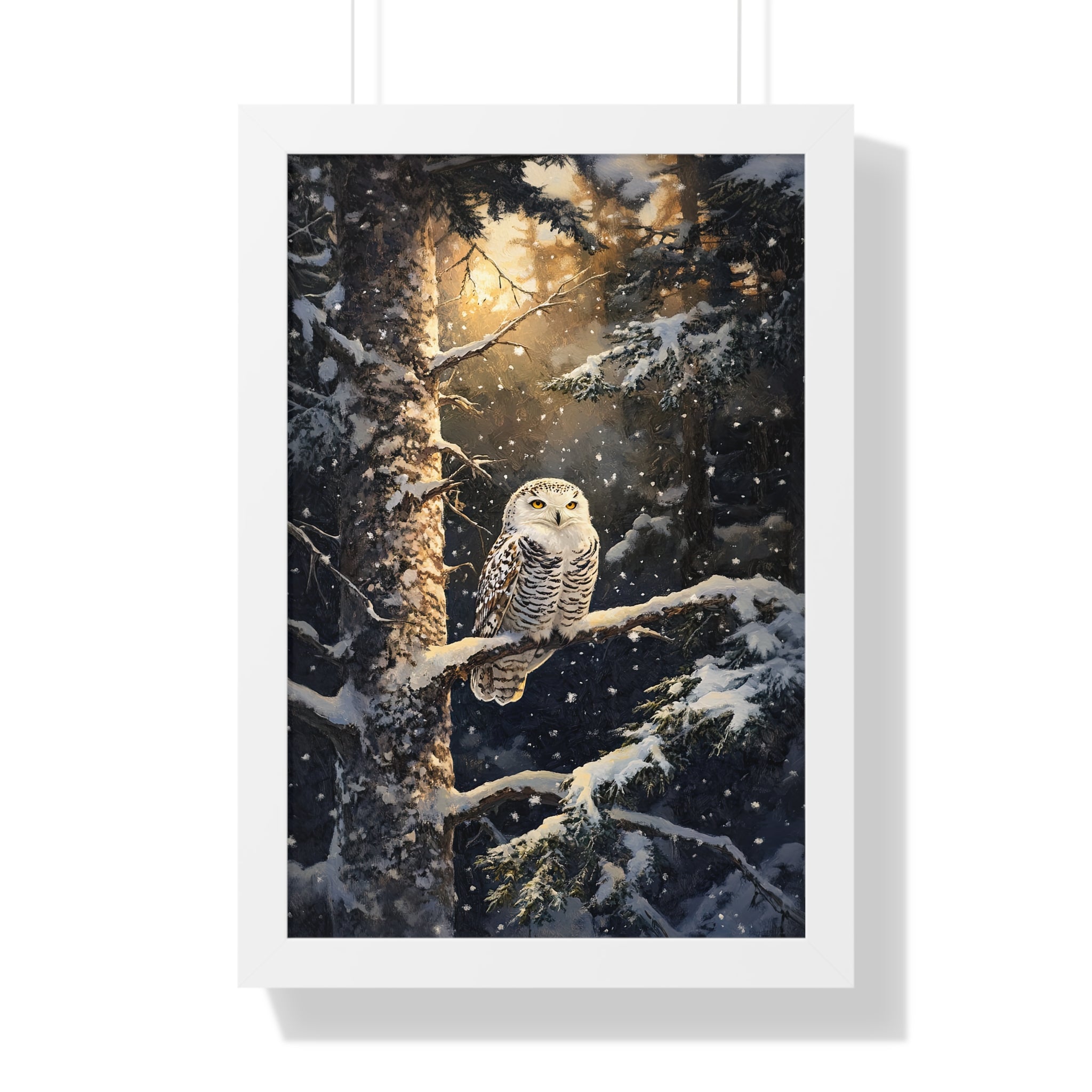 Framed Paper Print - Silent Gaze Snow Owl