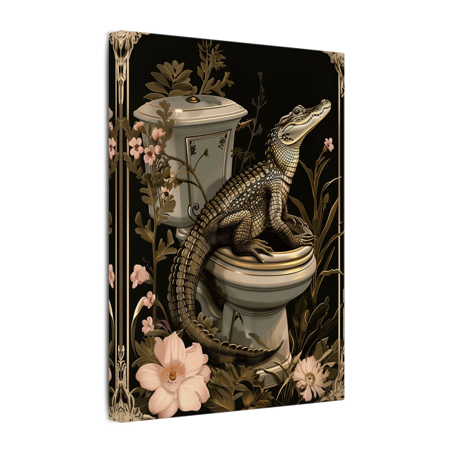.75" Matte Canvas - Toilet Gator Floral Surprise