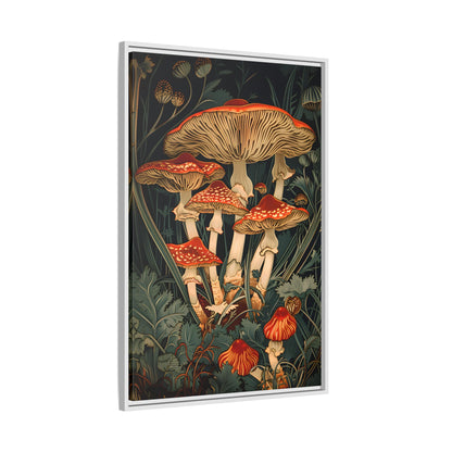 Framed Canvas - Woodland Mushrooms Revival