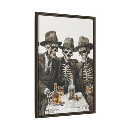 Framed Canvas - Skeleton Whiskey Gentlemen