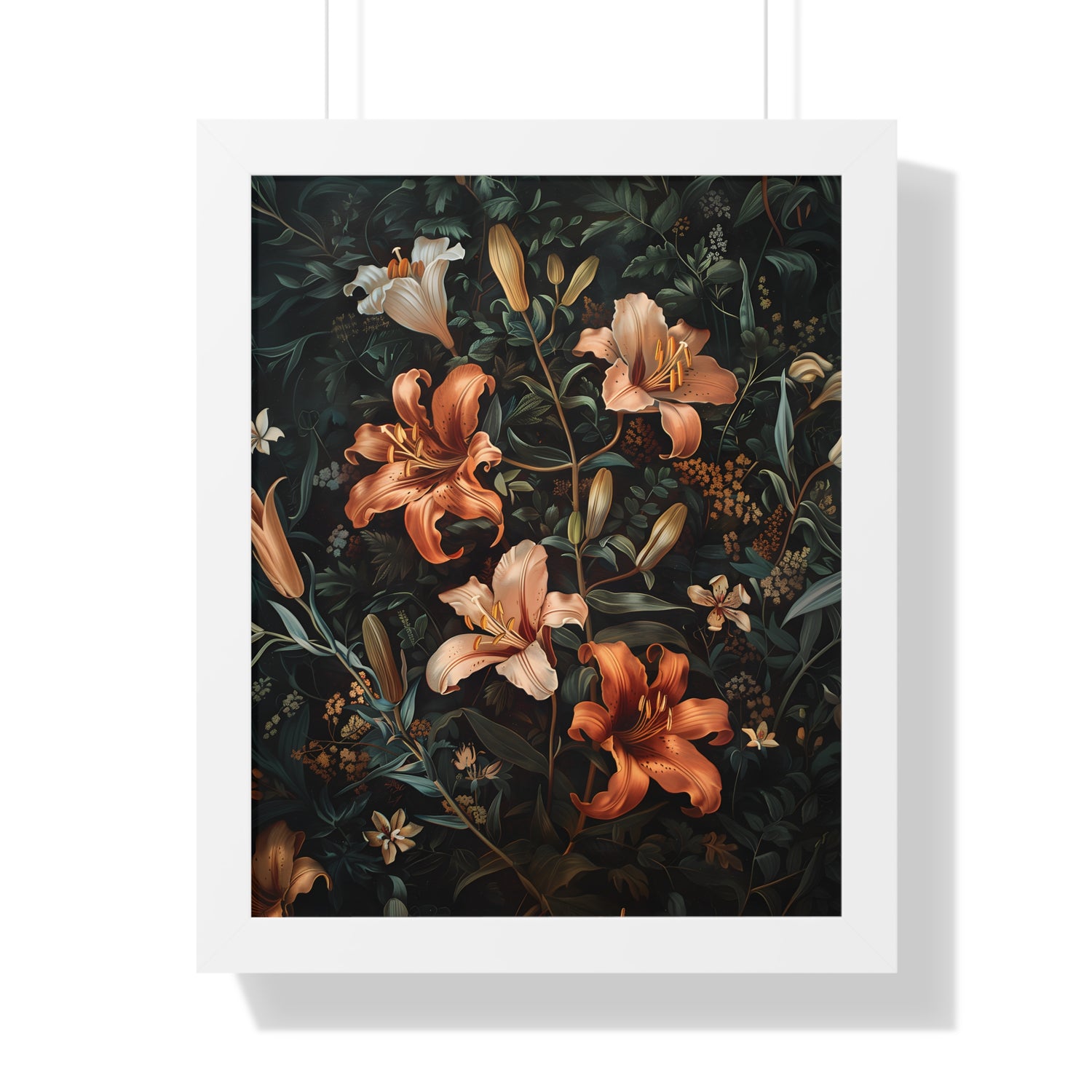 Framed Paper Print - Elegant Blooming Lilies